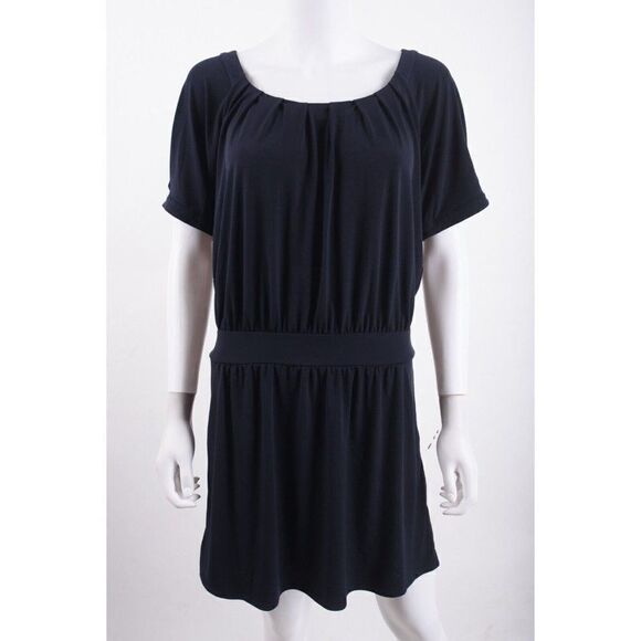 Ann Taylor Loft Womens Pleated Dress M Blue A-Line Flowy Knee length Pockets - Picture 1 of 6